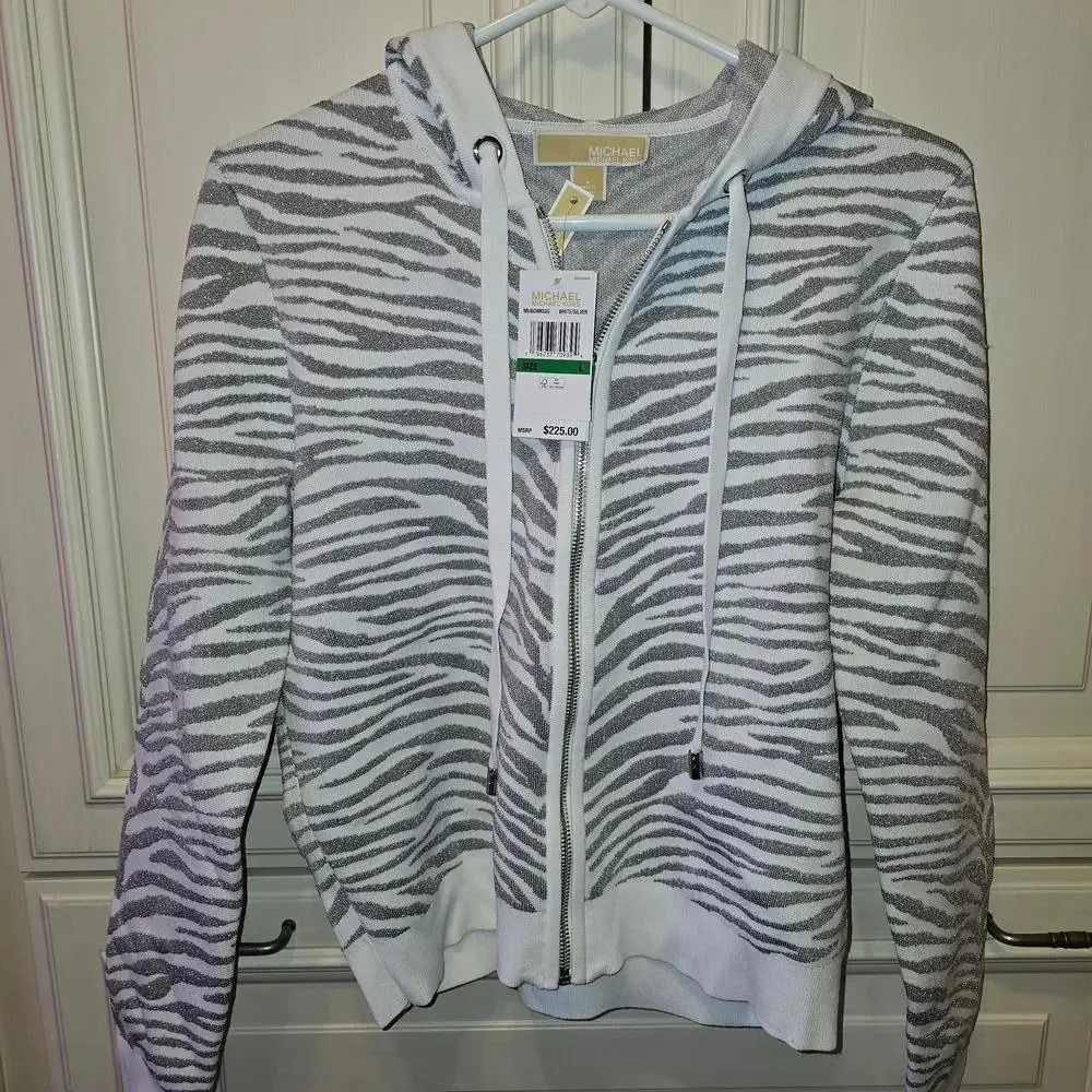 Michael Kors Zebra Print Jacket - White and Silver - Picture 1 of 4